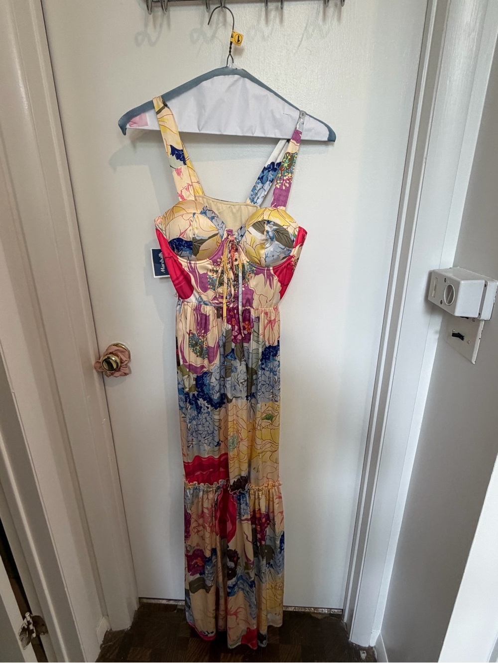 Marshalls Floral Maxi Dress in Cream, Blue, Pink, Yellow